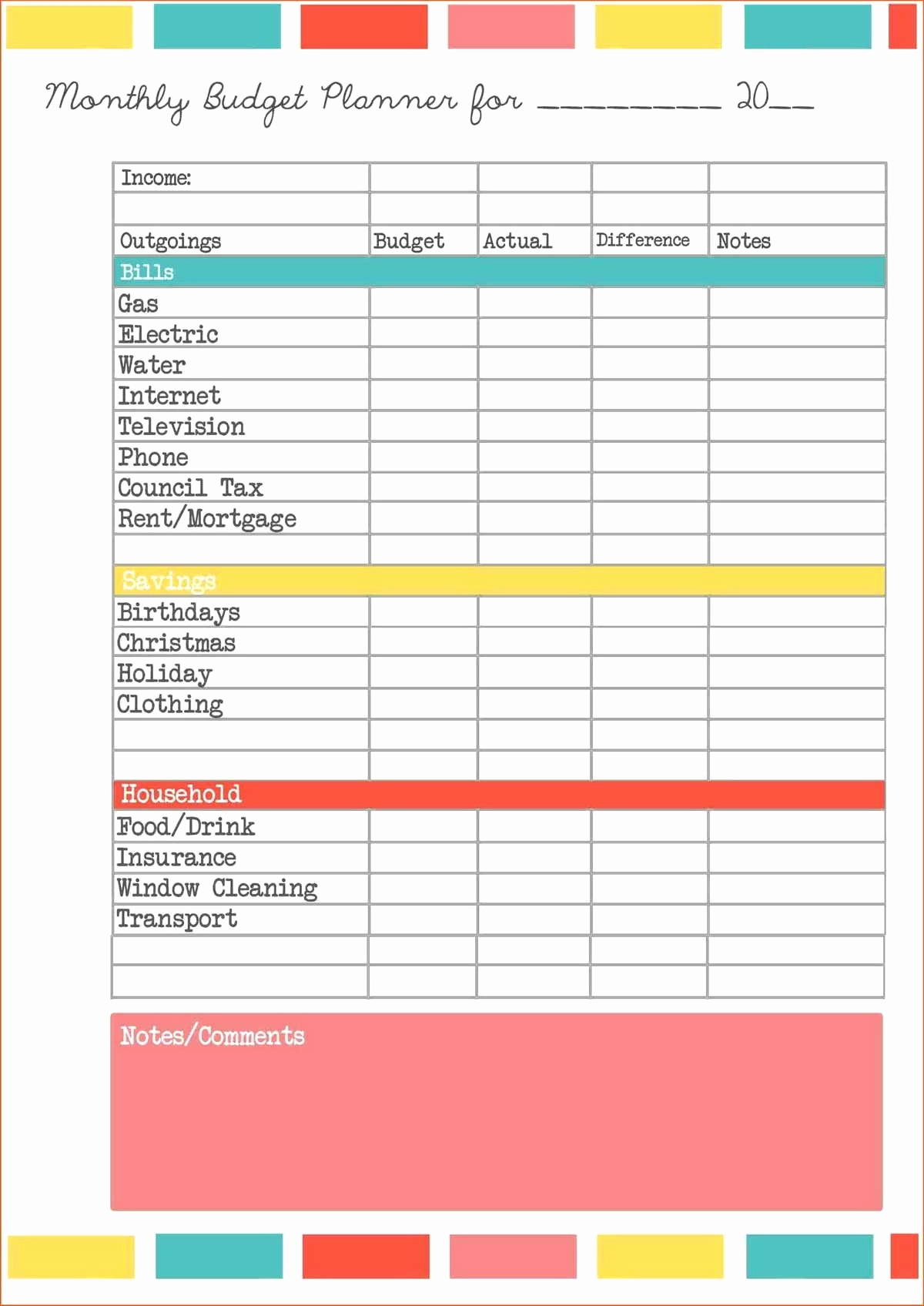 Basic Budget Worksheet College Student Db excel