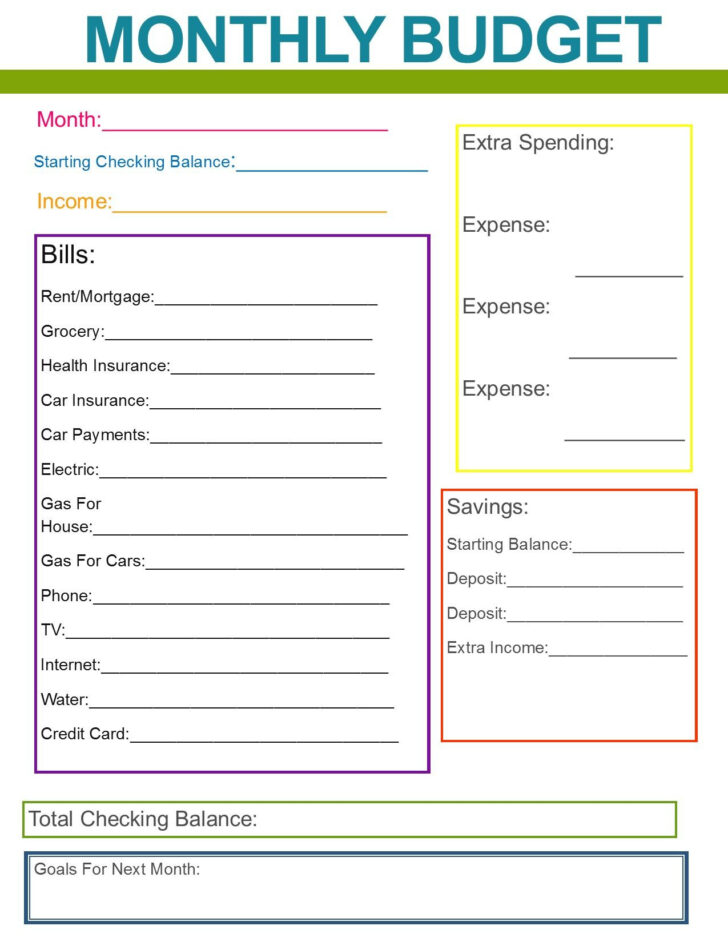 Simple Budgeting Worksheet