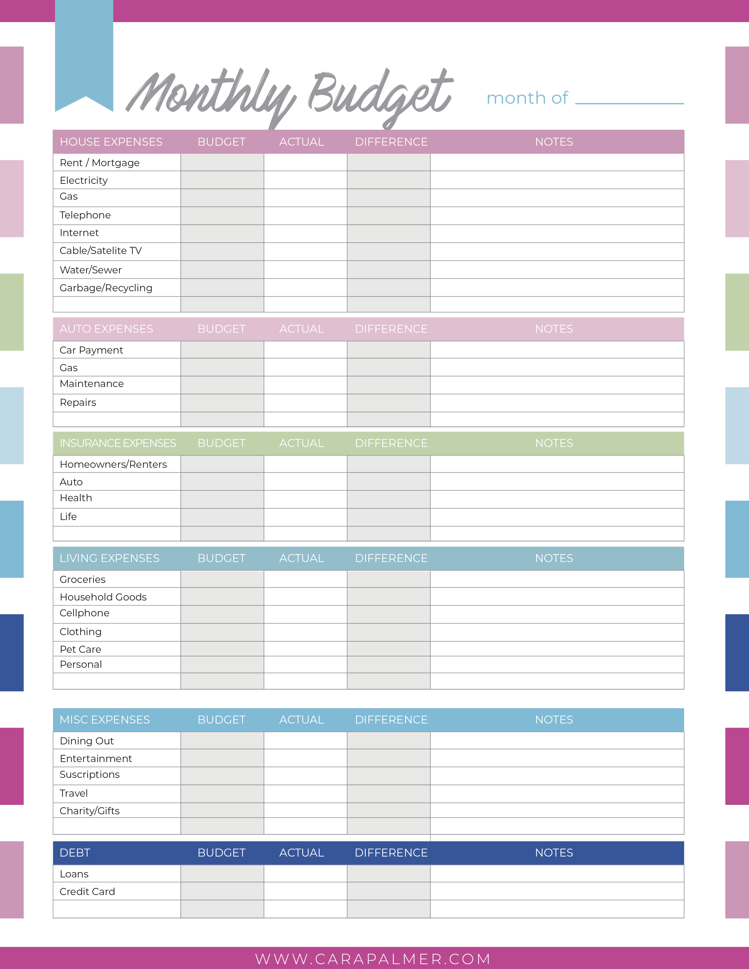 10 Free Budget Printables That ll Help You Get Your Money Under 