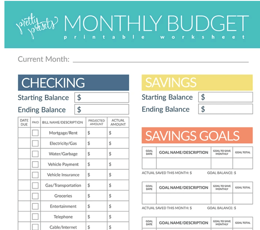 11 Cute Printable Monthly Budget Worksheets Cute And Free 