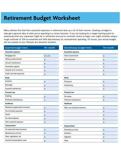 11 Retirement Budget Worksheet Templates In PDF DOC Free Premium 