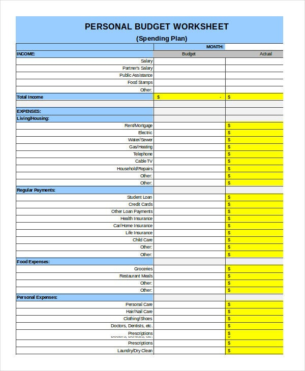 14 Simple Budget Worksheet Templates PDF DOC Free Premium Templates