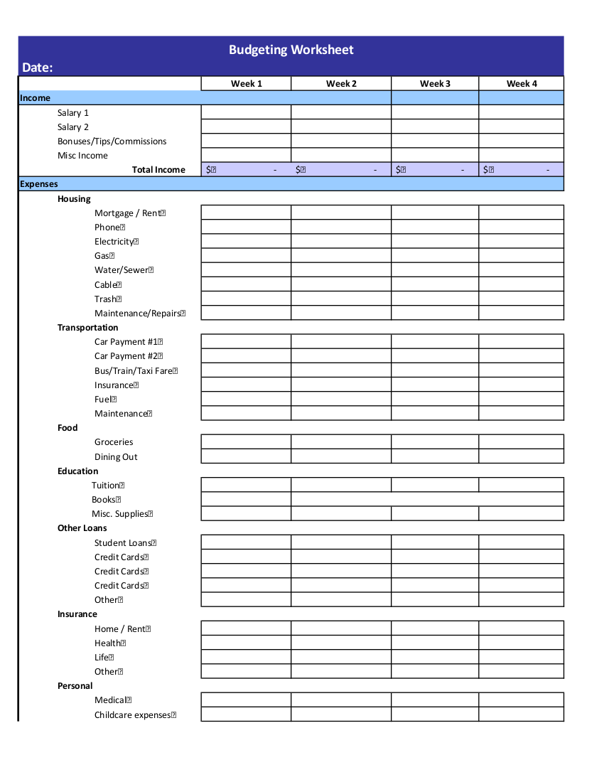 19 Budget Worksheet Examples Word PDF Excel Examples