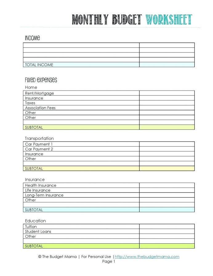 budgeting-scenario-worksheets