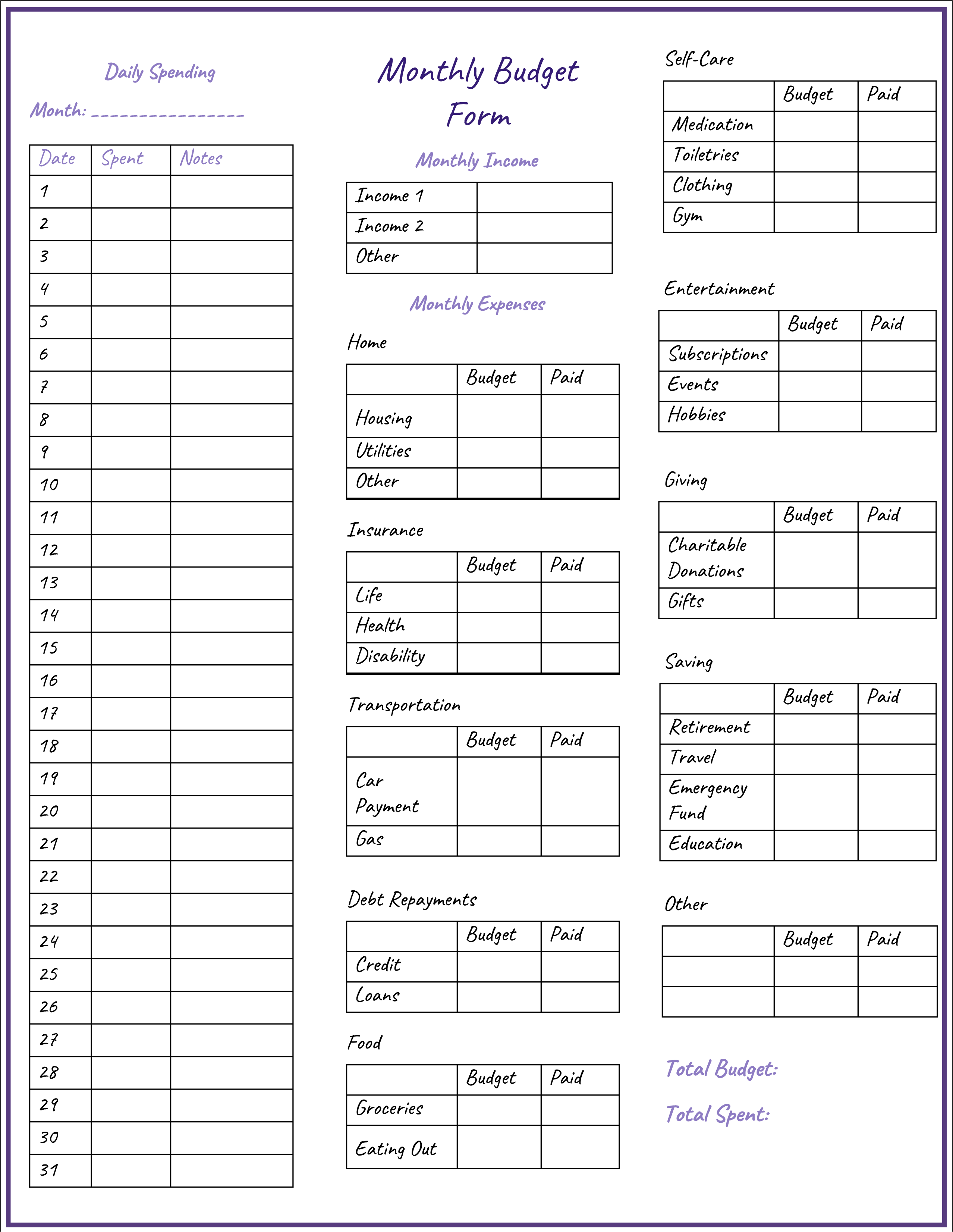 Monthly Budget Worksheet Pdf Free Budgeting Worksheets