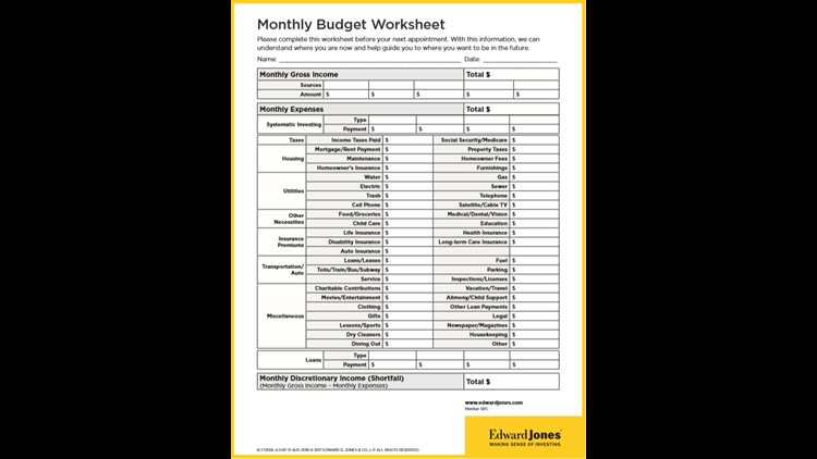33 Edward Jones Budget Worksheet Notutahituq Worksheet Information