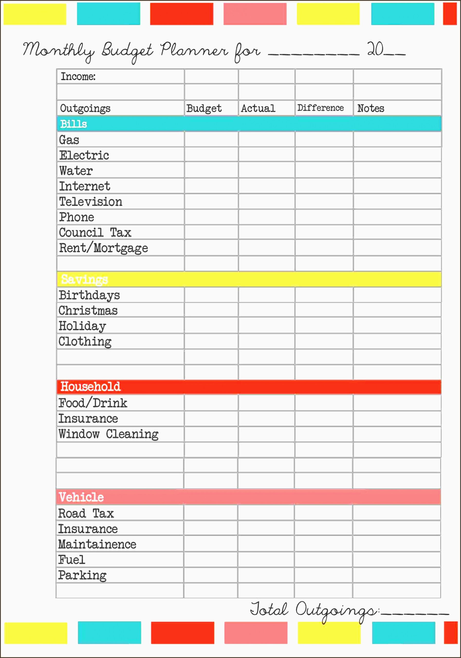 5 Design Free Family Monthly Budget Planner In Excel 