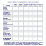 Awesome Monthly Budget Worksheet For College Students