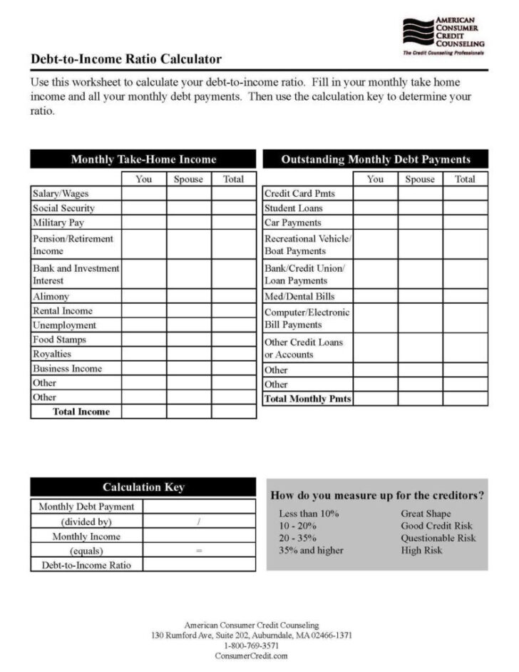 Bank Of America Budget Worksheet