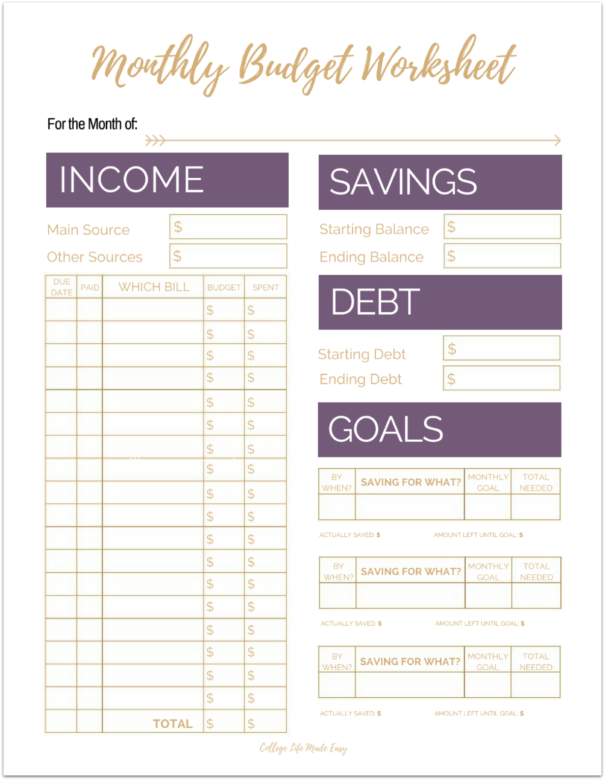Budget Worksheets Free Printable For Seniors | Budgeting Worksheets