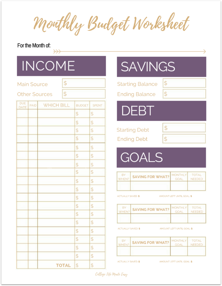 Budget Worksheets Free Printable For Seniors