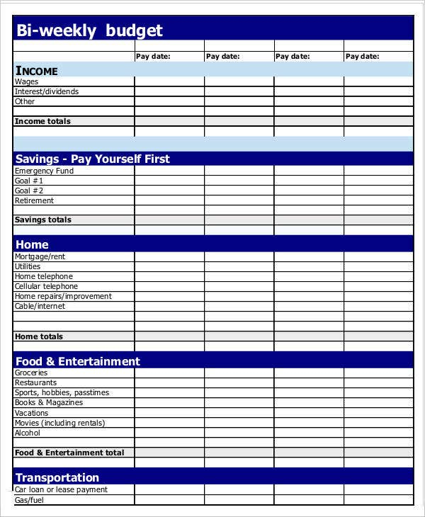 Biweekly Budget Template 8 Free Word PDF Documents Download Free 
