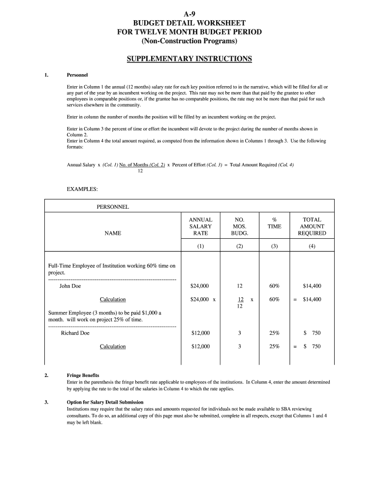 Budget Detail Worksheet Print Fill Online Printable Fillable Blank 