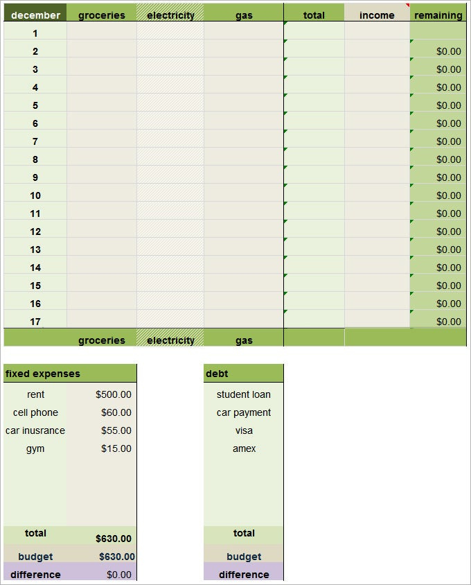 Budget Work Sheet Word Doc Printable Free 9 Biweekly Budget Examples 