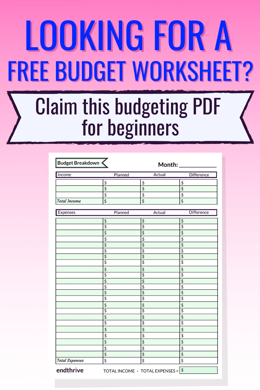 Beginner Simple Budget Worksheet Budgeting Worksheets