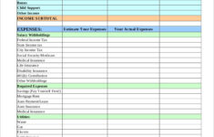 Budget Worksheet Pdf Template Business