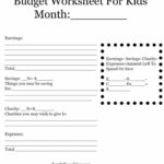 Budgeting For Kids Teaching Your Children To Budget Worksheets For