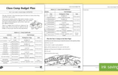 Class Camp Budget Plan Worksheet teacher Made