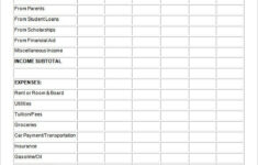 College Budget Template 10 Free Word PDF Excel Documents Download