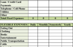 College Student Budget Worksheet Db excel