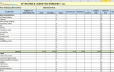 Construction Estimating Spreadsheet