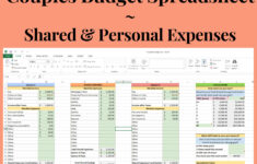 Couples Budget Spreadsheet With Shared And Personal Expenses And
