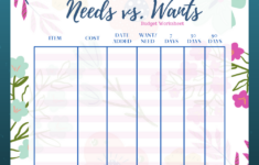 Defining Needs Vs Wants In Your Budget FREE Printable Budget