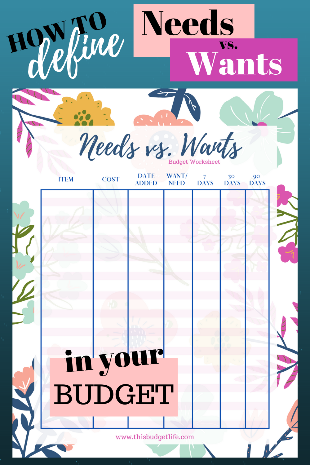 Defining Needs Vs Wants In Your Budget FREE Printable Budget 