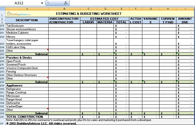 Estimating And Budgeting Worksheet Download In Excel Format Ready To Use
