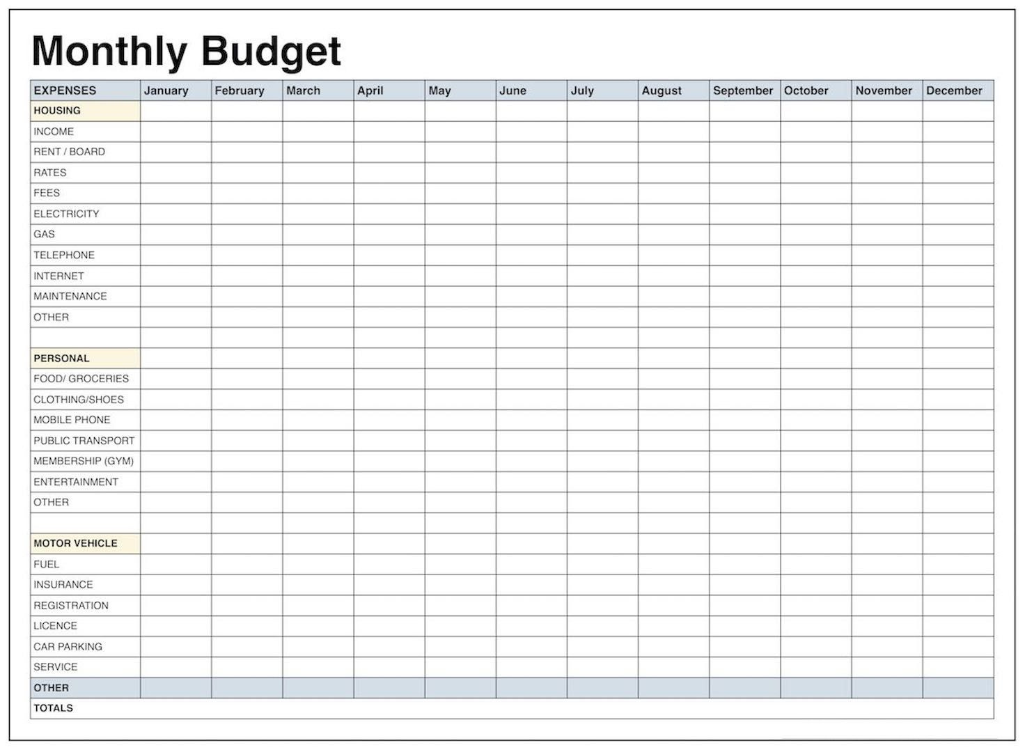 Family Monthly Budget Worksheet Budget Spreadsheet Template 