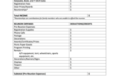 Family Reunion Budget Worksheet Template Printable Pdf Download