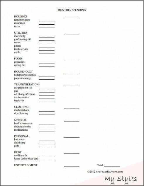 Financial Peace Budget Forms Free Printable Bud Worksheet The Peaceful 