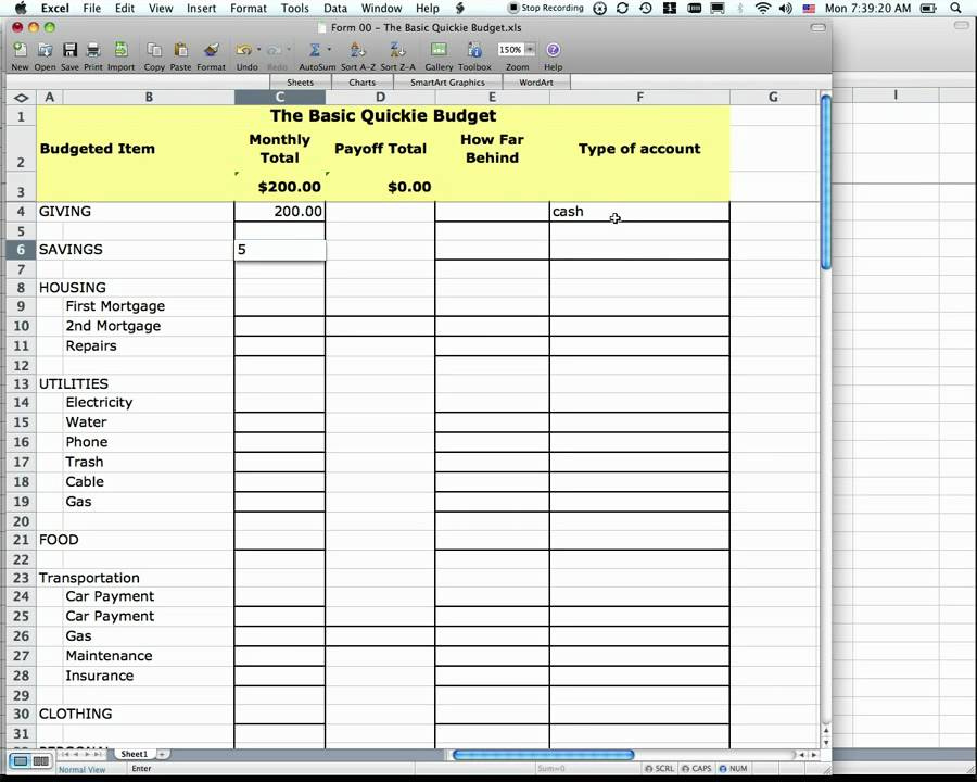 FPU Form 0 Quickie Budget Spreadsheet YouTube