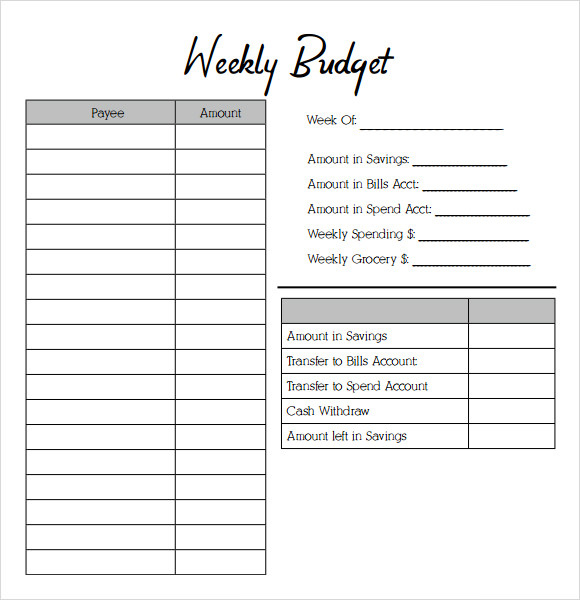 Free Weekly Budget Worksheet Pdf