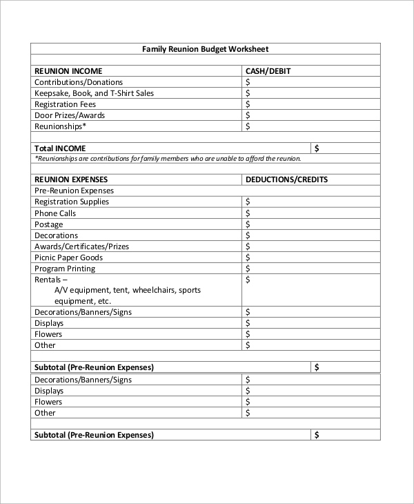 FREE 12 Printable Budget Worksheet Samples In MS Word Excel PDF 