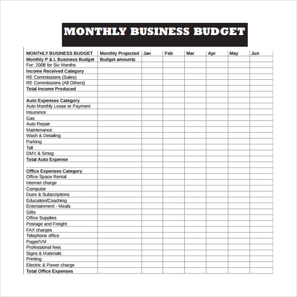 Business Budget Worksheet Pdf