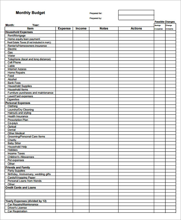 Free Monthly Budget Worksheet Download