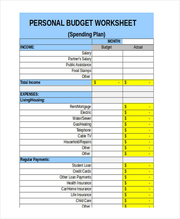 FREE 9 Budget Worksheet Forms In PDF Excel
