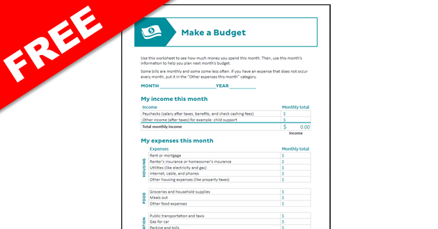 FREE Budget Sheets From The FTC