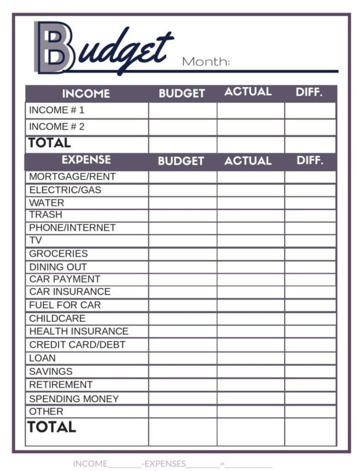 Free Budget Worksheets Single Moms Income Db excel