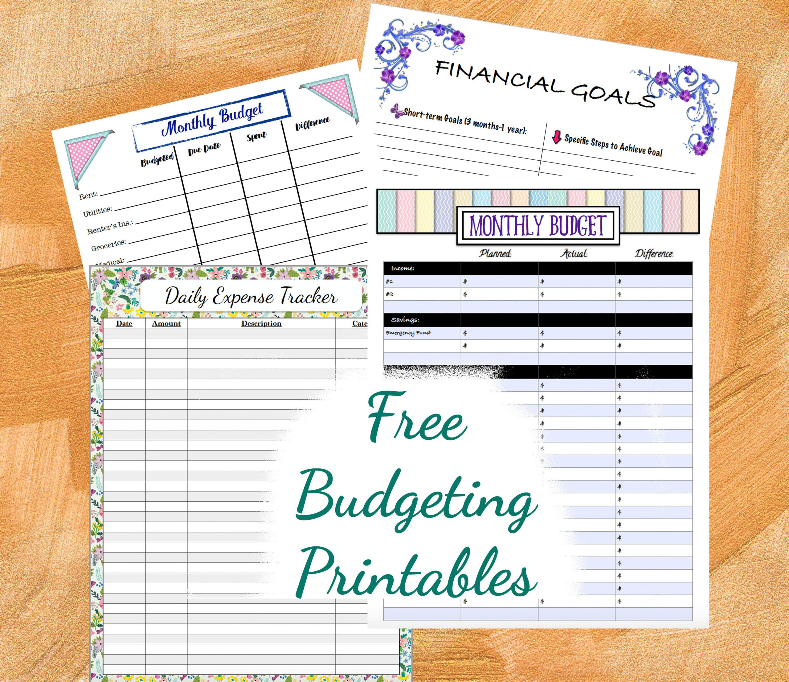 Free Budgeting Printables Expenses Goals Monthly Budget Free 