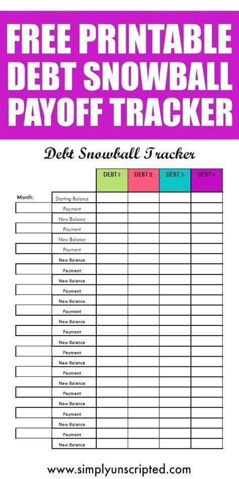 Free Debt Snowball Printable Worksheet Track Your Debt Payoff Debt 