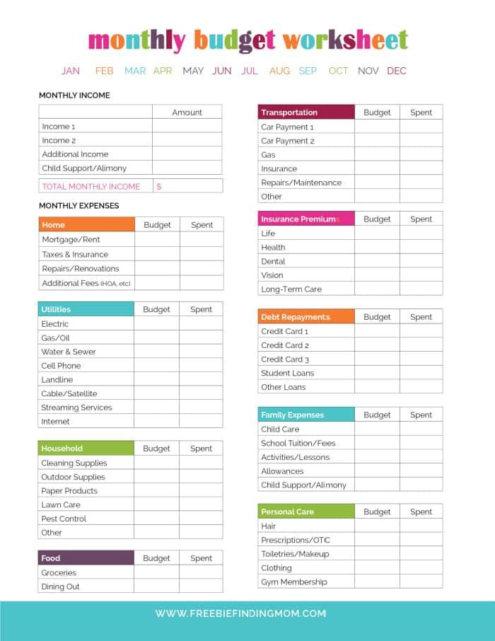 Free Household Budget Worksheet Printable Budgeting Worksheets Free Household Budget Worksheet Printable Budgeting Worksheets