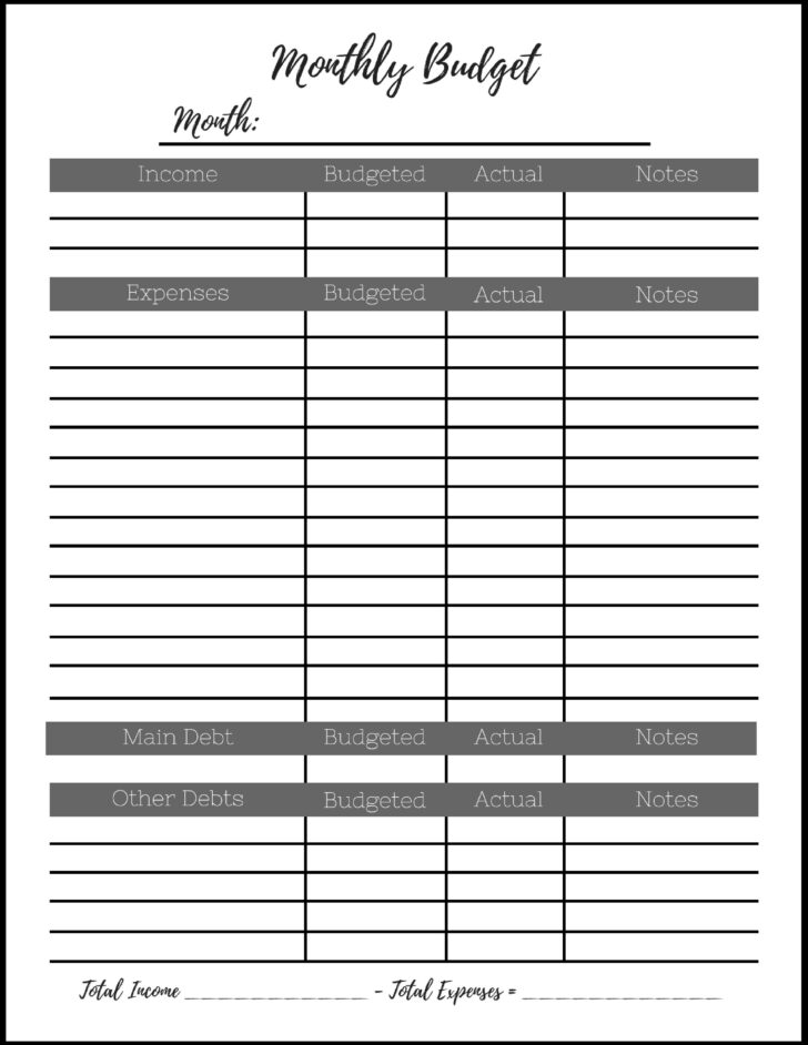 Free Budgeting Tools Worksheets