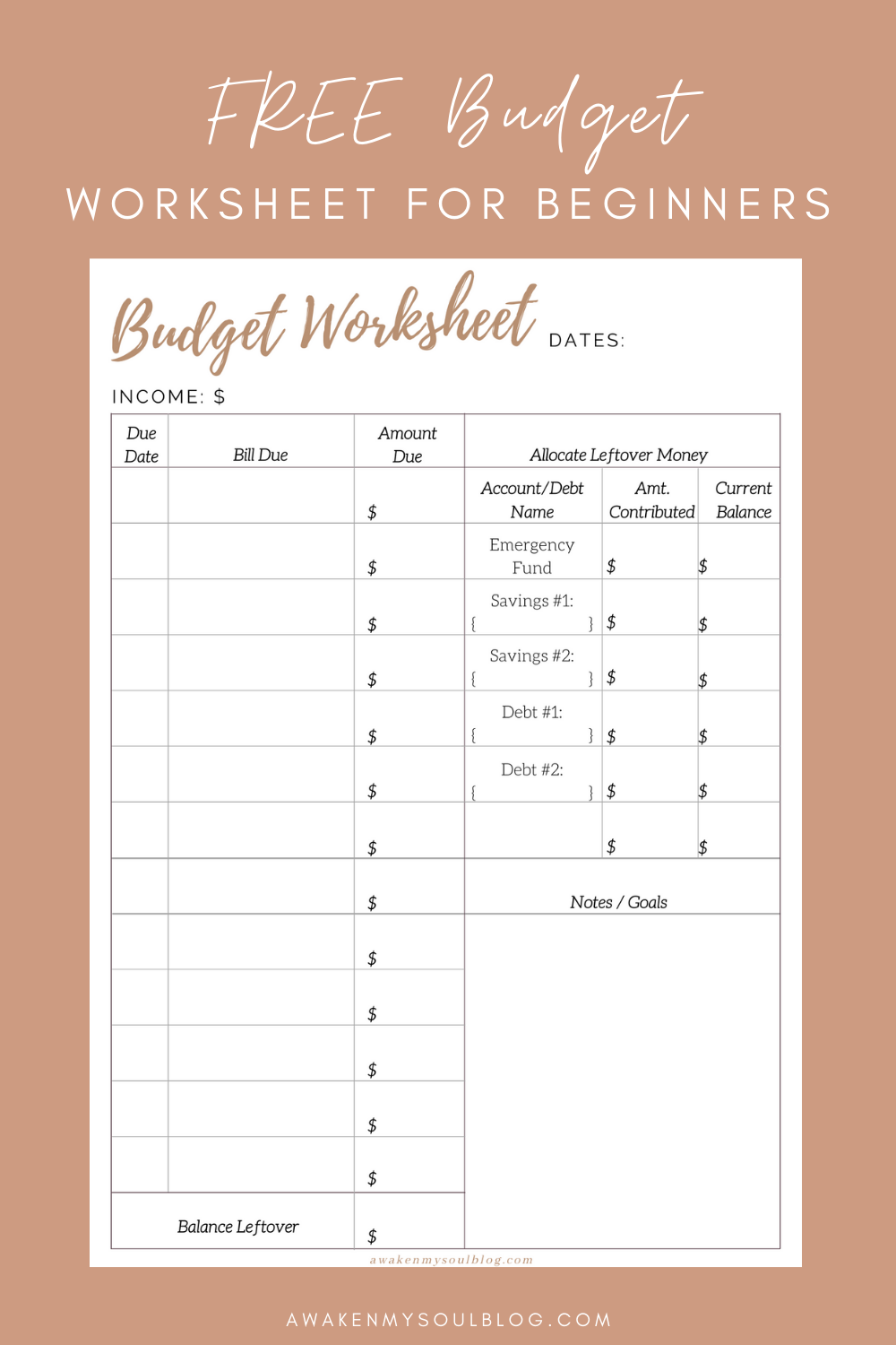 Free Printable Budget Worksheet Printable Budget Worksheet Free 