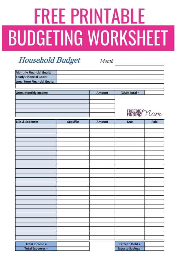 free printable budget planner sheets