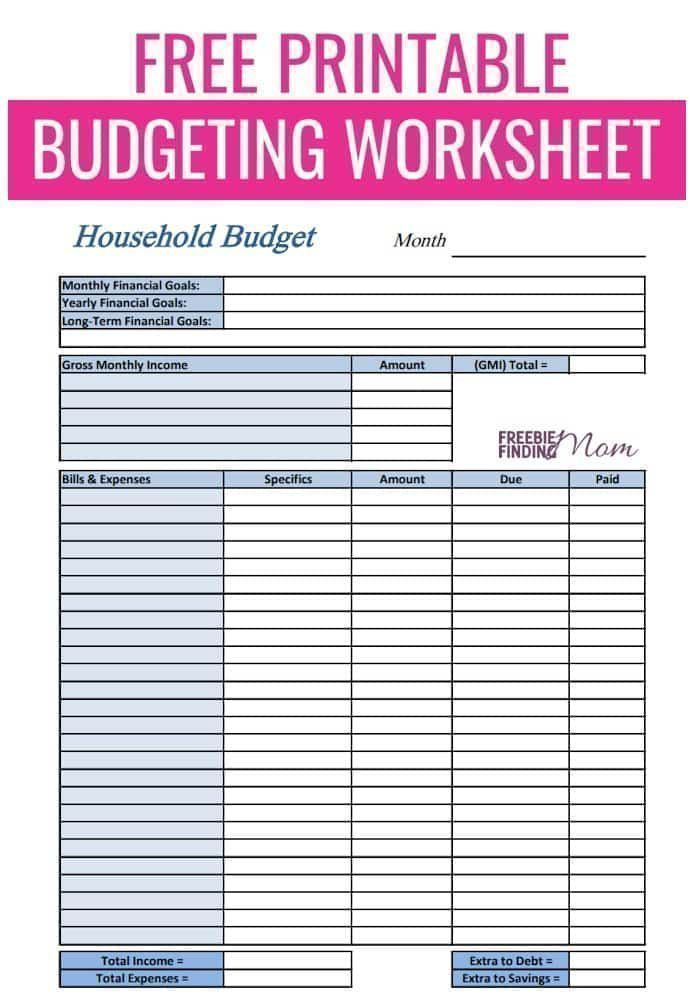 Free Printable Budget Worksheets Freebie FInding Mom Printable 