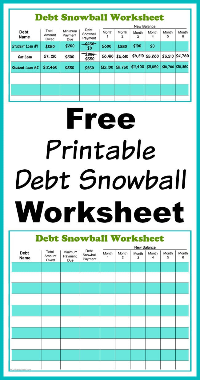 Free Printable Debt Snowball Worksheet Pay Down Your Debt Db excel