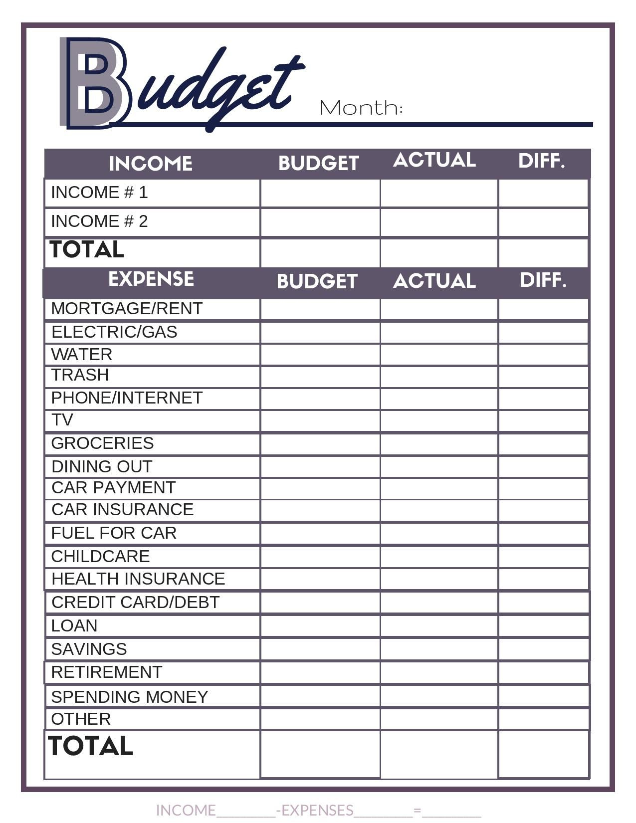 Free Purple Budget Worksheet budget budgetworksheet budgetbinder 
