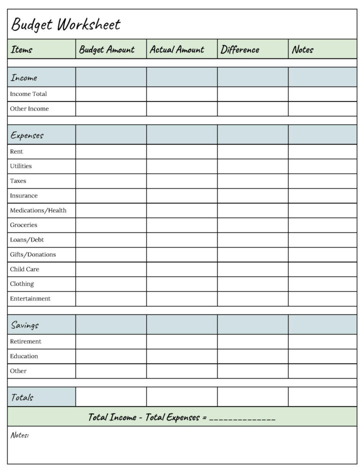 Free Simple Budget Worksheet